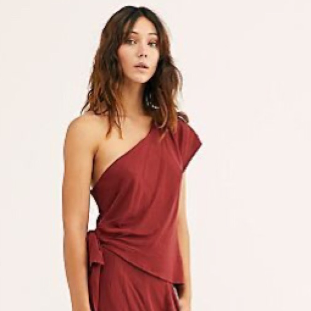NWOT Free People One Shoulder Tie Waist Crop Top